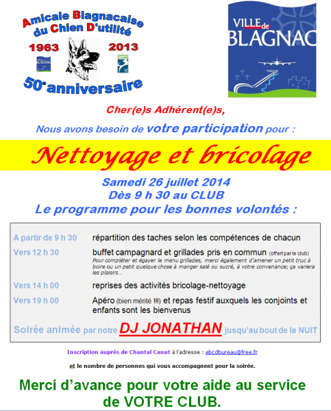 Nettoyage du Club